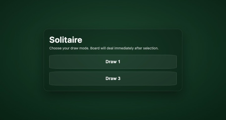 Klondike Solitaire, classic solitaire, draw 1 or draw 3