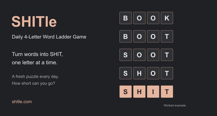 SHITle, four-letter word ladder, rude finish